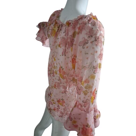 Y2K Vintage Rare RORY Sheer Ruffle Bell Sleeve Whimsical Fairycore Flowy Top - Picture 9 of 12